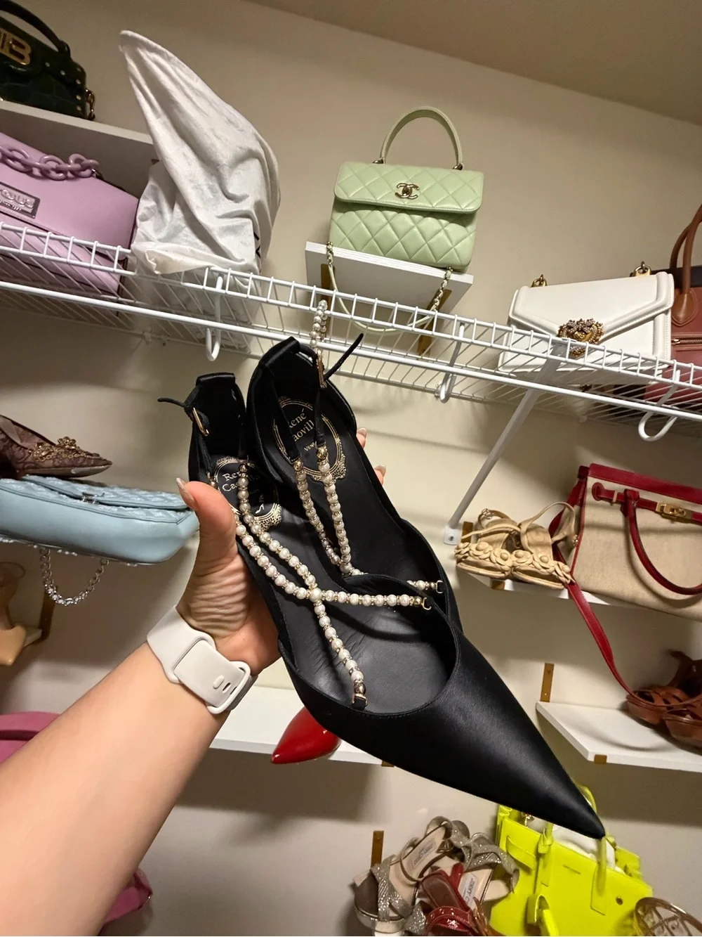 Rene Caovilla satin pointed